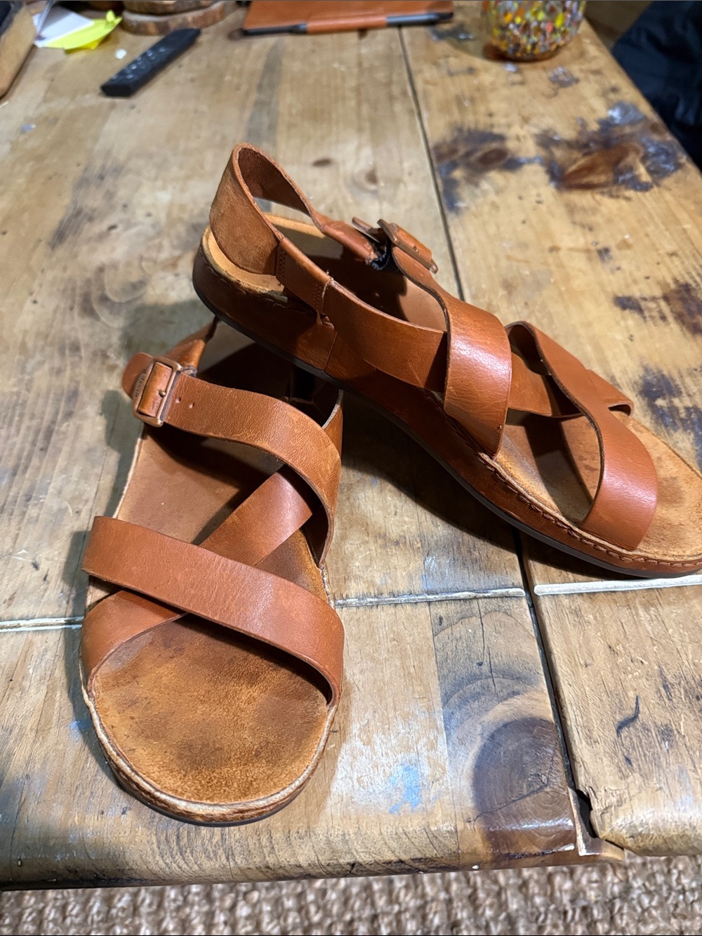 Chaco Wayfarer Leather Strappy Sandals Rust Brown Women's 9 / EU 40